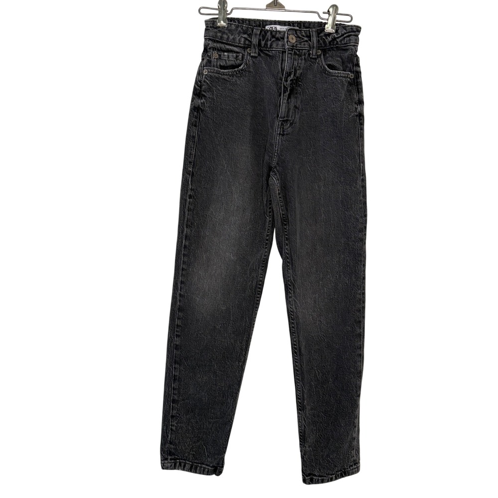 Zara‎ Woman Black Wash High Rise Mom Jeans Classic Denim Pants Size 2